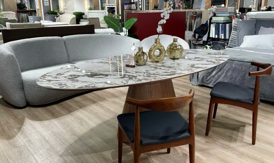 Стол овальный Q-Home Onyx 230 см, керамика глянцевая, QHDT2483-230